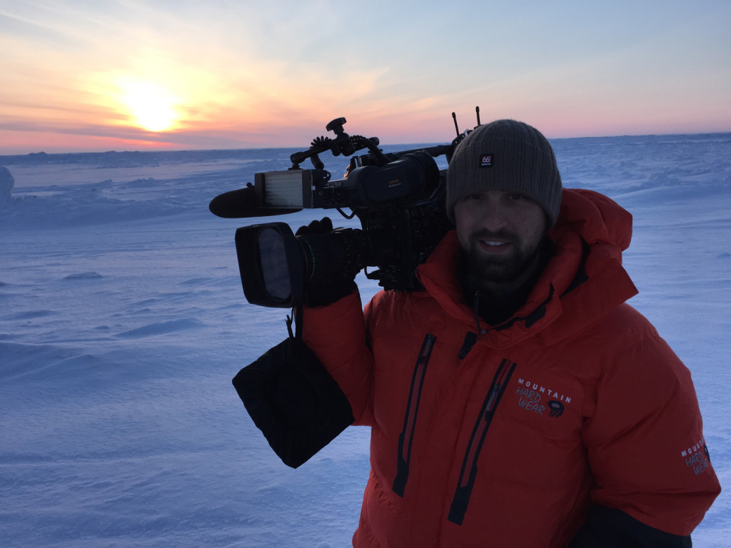 Filming the last sunset in North America from Point Hope, Alaska.